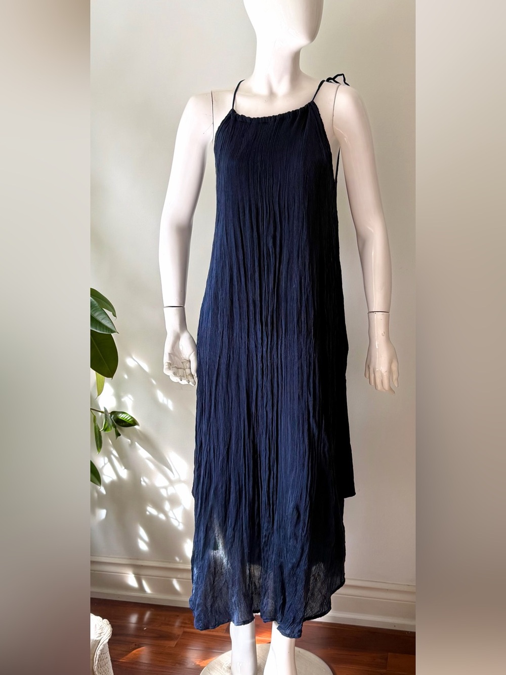Calypso St. Barth Navy Crinkle Halter Maxi Dress - Picture 4 of 10